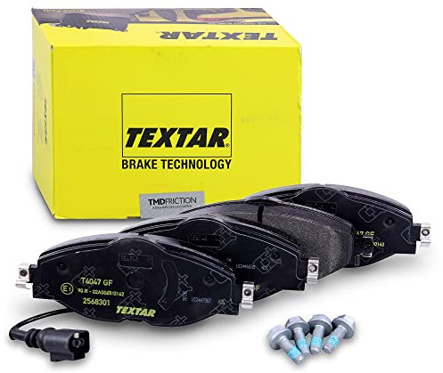 TEXTAR Kit pastiglie freni Anteriore Con contatto segnalazione usura con accessori 2568301 Compatibilità con VW Golf 7 Hatchback 5G1, BQ1, BE1, BE2 T-Roc A11 Golf 8 Hatchback CD1 TIGUAN AD1, AUDI