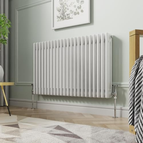 NRG 600 x 1010 mm Gloss White Horizontal Cast Iron Radiator Triple Panel | Radiator Wall Mounted, Traditional Column Radiator, Designer Radiator, Central Heating Rad, for Kitchen, Bedroom, Bathroom