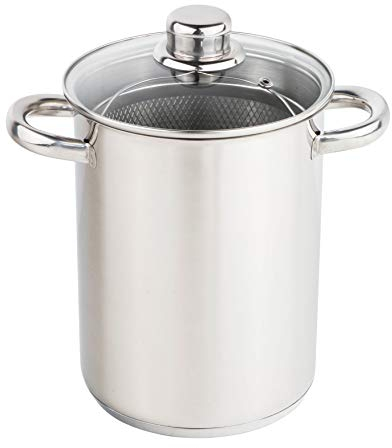 Spetebo Spargeltopf aus Edelstahl Ø 16 cm/Höhe 21 cm - Topf mit herausnehmbarem Korb Einsatz - auch geeignet als Nudeltopf, Spaghettitopf, Gemüsetopf, Pastatopf uvm.
