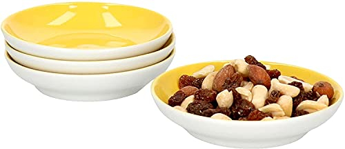 Ritzenhoff & Breker 4er Geschirrset Schale Doppio in Sonnengelb aus Porzellan I flach mit 10 cm Ø und 2,1 cm Höhe I Bunte Schälchen für Diverse Snacks und Antipasti I Spülmaschinenfest