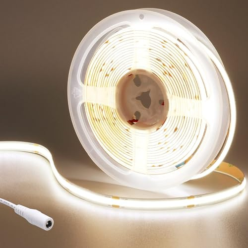 GOMING 24V COB Striscia LED Bianco Naturale 4000K 5M Alta Densità 480LEDs/M | CRI 93+ Alta Luminosità 4500lm Non Impermeabile IP20 Luci LED per Decorazione Casa(Alimentazione non Inclusa)