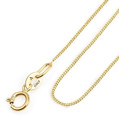 Amberta Allure Collier Pour Femme Chaîne En Or Jaune 9 Carats: Chaîne Gourmette de 0,8 mm - 40 cm