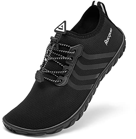 Racqua Men&Women Quick-Dry Aqua Socks for Hiking Surf Diving Sport Water Shoes Breathable Pool Beach Swim Shoes Black 12.5W/11.5M