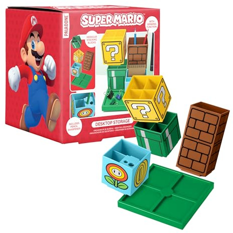Paladone Super Mario skrivbordsförvaring – modulär pennhållare för penn- och pennförvaring.