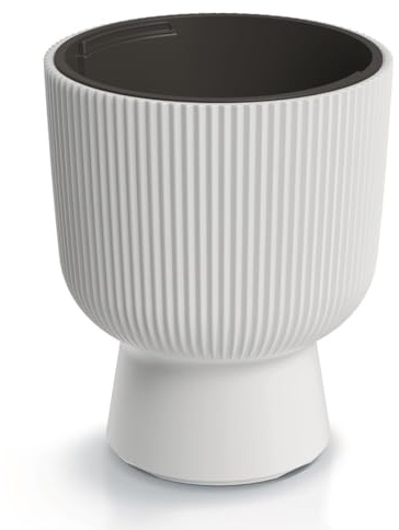 Blumentopf Blumenkübel Pflanzentopf Pflanzkübel DBMIG mit Einsatz Zylinderdesign Höhe 49,5 cm Gerillt Rippen-Design Übertopf Rillen Weiß ⌀ 39 cm