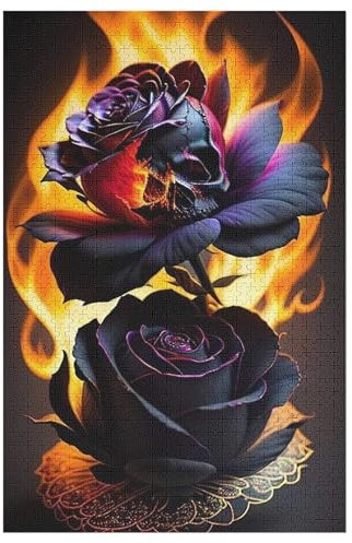 Puzzles Für Erwachsene, 1000 Teile, Rose, Kreative Holzpuzzles, Praktisches Spiel, Familiendekoration （78×53cm）