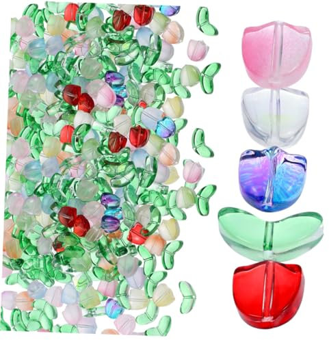 JEWEDECO 120pcs Tulip-shaped Beads Tulip Charms Jewelry Spacer Bead Compact Diy Craft Supplies