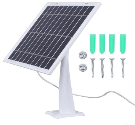 8W 5V Camera Solar Panel Solar Security Camera Charger for Ring Video Doorbell(Black)
