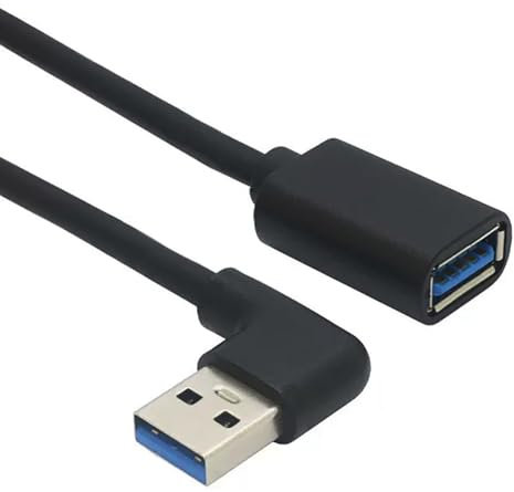 Gissroys Cable de extensión USB 3.0 de 90 grados en ángulo derecho/izquierdo, macho a hembra, cable adaptador para proteger dispositivos de computadora