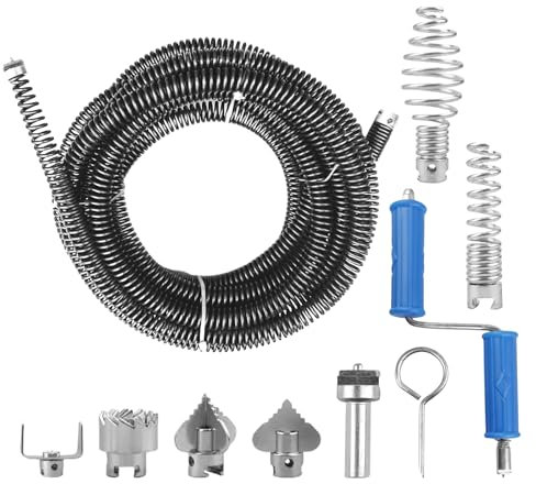 Spirale per la pulizia dei tubi, 5 m, ø12 mm, per la pulizia dei tubi, a spirale, con adattatore elettrico e manuale, per la pulizia dei tubi, per la pulizia dei tubi