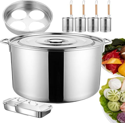 Juego de olla comercial para espaguetis y fideos, olla de acero inoxidable con colador, utensilios de cocina multifunción para puestos callejeros, puestos de comida y restaurantes, 3/4 de altura.