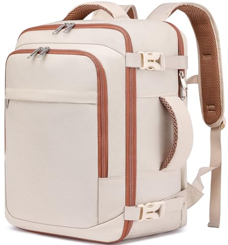 Zaino da Viaggio per Donna,Zaino 40x30x20,Bagaglio a Mano 40x30x20 per Ryanair Wizz Air Eurowings EasyJet Borsa da Cabina Porta PC 15.6 Pollici,Beige