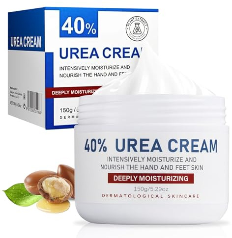 Crema para Pies Secos y Talones Agrietados con Urea 40%, Hidratante Reparadora para Manos y Codos, Crema Cicatrizante con Urea para Piel Seca y Dura, Cuidado Intensivo Hidratante, 150g