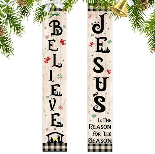 Striscione per presepe di Natale, 2 pezzi, per presepi, scene all'aperto, resistente alle intemperie, leggera, decorazione per interni ed esterni, casa, ingresso, porta, giardino, periodo natalizio