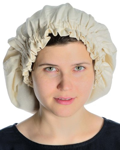 HEMAD Damen Haube Mittelalter Kopfbedeckung beige Baumwolle