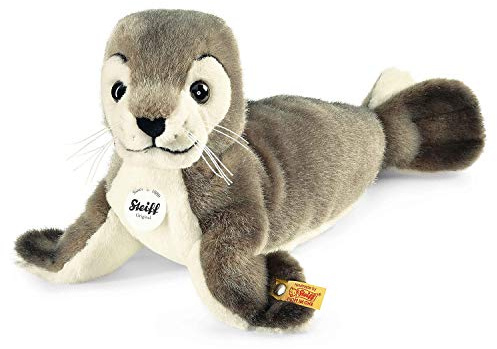 Steiff Robby Seehund - 30 cm - Kuscheltier für Kinder - kuschelig & waschbar - grau/weiß (063114), Dunkelgrau