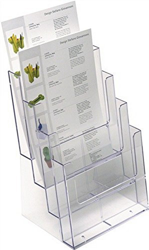 Helit H2352402 - Tischprospekthalter mit 4 Taschen, DIN A4, Hochformat, glasklar