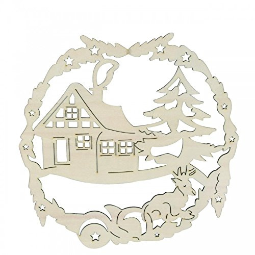 Winterliches-Weihnachtliches Fensterbild aus Holz gesägt, Haus