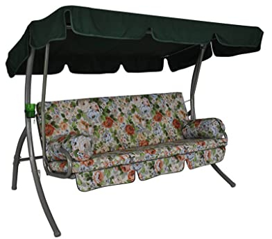 Angerer Hollywoodschaukel Trend – Schaukel zum Sitzen, Liegen & Entspannen, inkl. Bett-Funktion, einfache Montage, Made in Germany, waschbare Kissenbezüge, Beige-Bunt geblümt