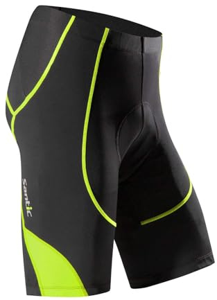 Santic Radlerhose Herren Kurz mit Sitzpolster Radhose Kurz Fahrradhose Gepolstert Radshorts Herren mit Polster Grün EU M