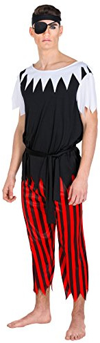 dressforfun tectake Herrenkostüm Pirat | Kostüm + Haarband & Augenklappe | Captain Seeräuber (L | Nr. 300769)