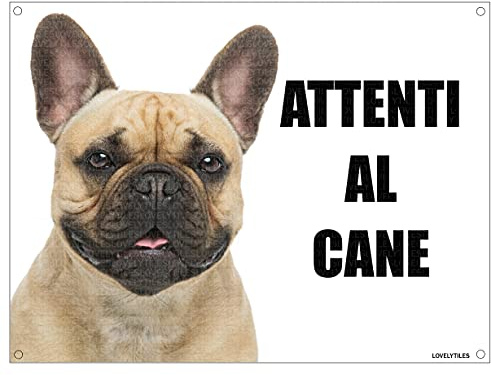 BULLDOG FRANCESE attenti al cane mod 5 TARGA cartello IN METALLO (15X20)