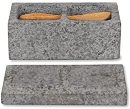 Salt & Pepper Pinch Pot by Garden Trading | Crafted in Granite | H5 X W11 X D6cm