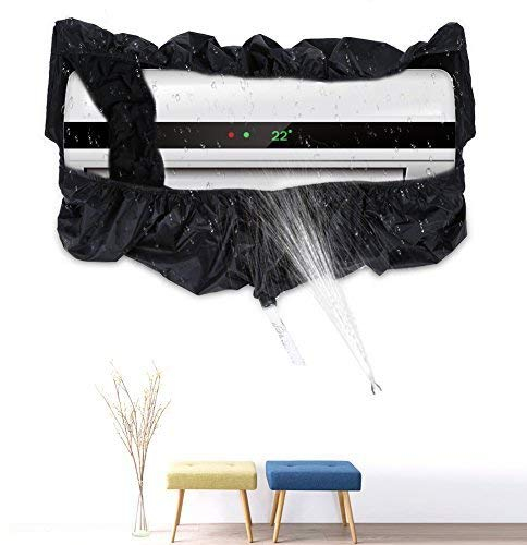 Cubierta para Limpieza del acondicionador de Aire, Protector de poliuretano del acondicionador de aire negro Limpiador de polvo con tubos de agua de 3M para acondicionador de aire 3P