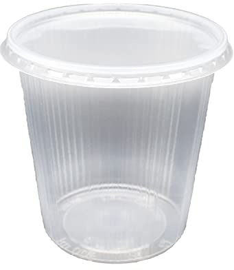 BAMI Verpackungsbecher 500g, 500ml 101x100mm, RUND- PP-Transparent, Feinkostbecher, Salatbecher, Salatschale - Kombi mit Deckel - (250 Becher + 250 Deckel)