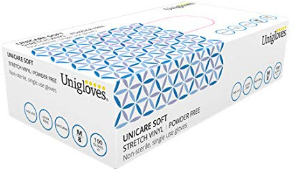 We Can Source It Ltd - Vinyl Powder Free Latex Free Large Disposable Gloves – Blue Examination Gloves with Comfortable Fit – Food Handling, Cleaning, Medical Use – Durable and Safe - Box of 100