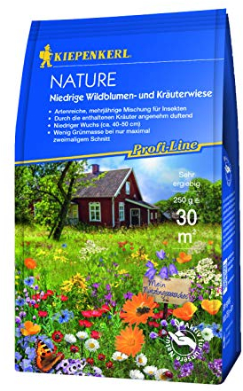 Kiepenkerl Profi-Line - Nature Niedrige Wildblumen- und Kräuterwiese, 0,25 kg - Artgerechte Rasensamen für Blumenwiesen, Lebensraum für Nützlinge