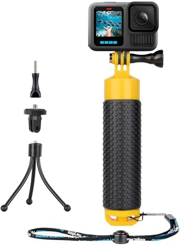 GEPULY Floating Hand Grip Mount With Mini Tripod Adapter Internal Storage for Action Camera GoPro Hero 13 12 11 10 9 8 7 6 5 4 3 2 MAX/DJI OSMO/SJCAM/AKASO/Insta360 Waterproof Handle