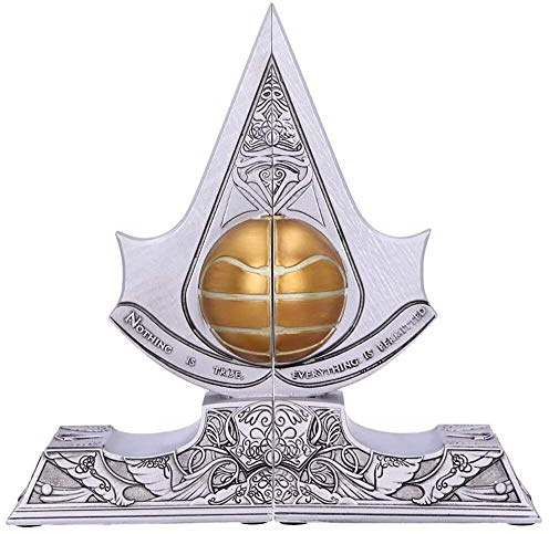 Nemesis Now Assassin's Creed Buchstützen, Apfel von Eden, Kunstharz, silberfarben, 18,5 cm B5349S0