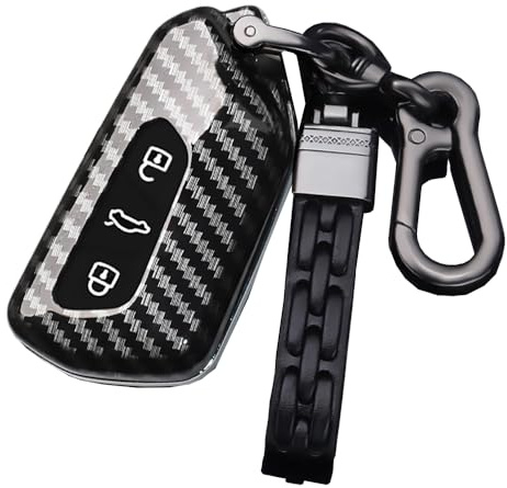 ontto Autoschlüssel Hülle für VW Golf 8 ID.3 ID.4 Seat Leon MK 4 Tarraco Ateca Skoda Octavia A8 2020 Fernbedienung Cover ABS Schlüsselhülle Schlüsselanhänger Schlüssel Schutz Etui-Kohlefaser Schwarz