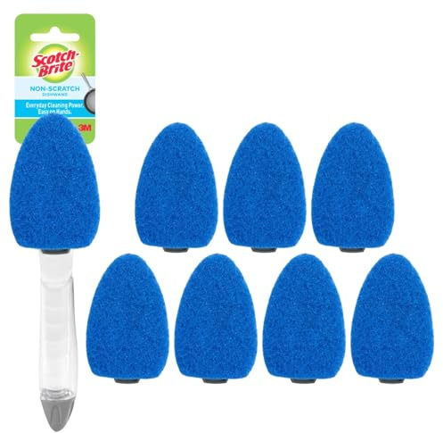 Scotch-Brite Non-Scratch Dishwand Kit, Includes 1 Wand & 8 Refill Pads, Keep Hands Out of the Mess