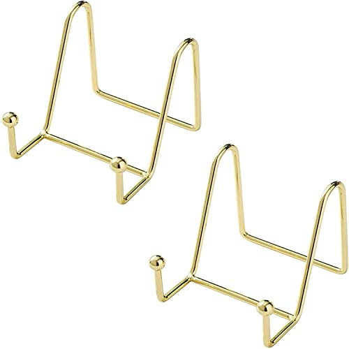 Norhogo 2 Stück Eisen Display Ständer Metall Tellerständer Ständer Metall Tellerständer Foto Halter Stand Golden Tellerhalter rostfreier Stahl für Bilder Bücher dekorative Tellerschale und Tischkunst