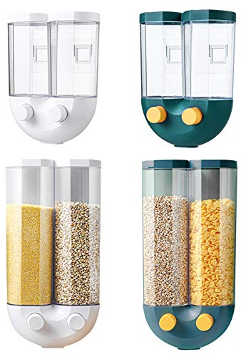 Food Dispenser,Wall-Mounted Dry Food Dispenser,Large Capacity Dry Food Dispenser,Plastic Transparent Wall-Mounted Dry Rice Container Storage Box, with A Sealed lid, for Kitchen for Hotel (M,White)