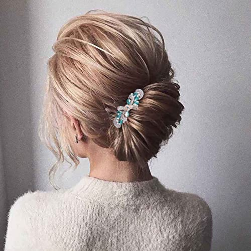 Wendalern Kristall Hochzeit Haarspangen Blau Schmetterling Haarspange Vintage Strass Kopf Clips Kopfbedeckung Kristall Cz Haarteil Dekorative Haar-Accessoire Für Frauen Und Mädchen