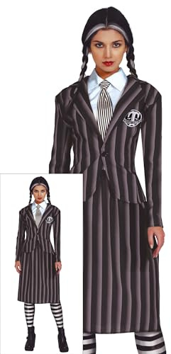 FIESTAS GUIRCA | Costume da Studentessa Gotica (14-16 Anni) - Camicia, Giacca, Cravatta e Gonna - Costumi da Scolaretta per Halloween, Carnevale e Feste in Maschera - Ideale per Adolescenti