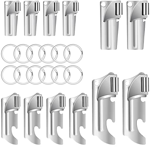 Anglecai 12 Pieces Military Style Can Openers with Key Rings, P-38 and P-57 Military Can Openers Camping Can Openers Stainless Steel Army Survival Can Opener Portable Can Opener for Traveling