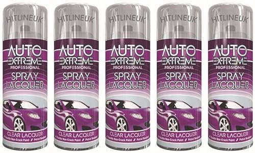 HitlineUK 5 x 400ml Clear Lacquer Spray Paint Furniture Paint Wood Paint Clear Coat Spray Paint