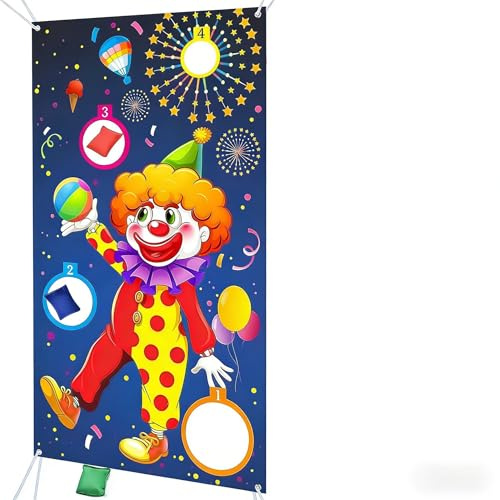 KALUROIL Giochi di Lancio a Tema Circo con Striscione da, di Fagioli e Nastro - Forniture per Feste di Carnevale e attività all'aperto
