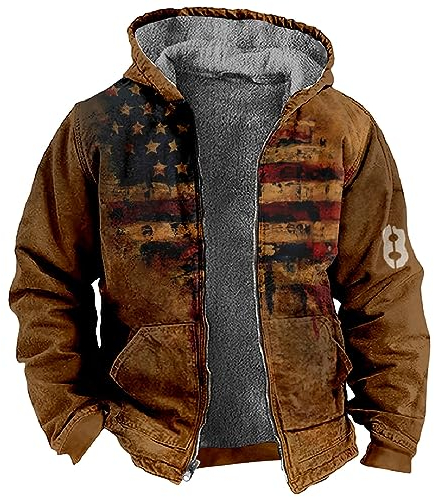 KONG JIMFAN Puffer Jacke Herren Oberteile Jacke Regenjacke Herren Wandern Wanderjacken Anzüge & Sakkos Für Herren Arbeitspullover Herren Herrenjacke Übergröße, Snowboardjacke(Ginger,7XL)