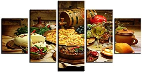 Bild Auf Leinwand - Leinwandbild - Küche Essen Und Trinken - Wand Bild - Wanddeko - Leinwanddruck - Bilder - Kunstdruck - Leinwand Bilder - Wandkunst (Ungerahmt 150 X 80 Cm) Für Wohnzimmer Hotel Rest