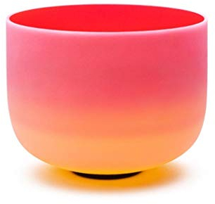 432 Hz Regenbogen-rot-gelbe Farbquarz-Kristall-Klangschale, 25,4 cm, für Klangheilung (Größe: D)
