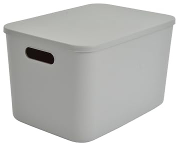 Homéa, Box mit Deckel aus Kunststoff, 15,5 l, 35 x 25 x 21,5 cm, Grau