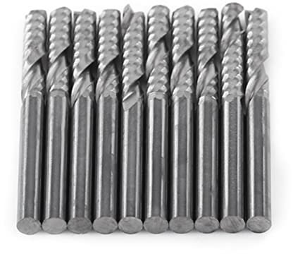 10-teiliger Satz Hochwertiger Einschneidiger Schaftfräser aus Wolframkarbid für CNC- und Fräsmaschinen – 3,175 Mm Durchmesser, 22 Mm Schneidkantenlänge