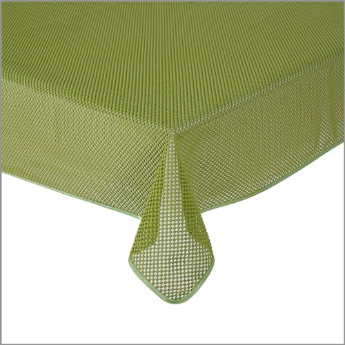 Tischdecke Gartentischdecke Karo Grün 160 cm rund Outdoor Weichschaum PVC Terrasse Garten rutschfest wetterfest