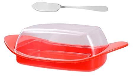Butter Dish Cheese Butter Container Dish Storage Box with Lid and Scoop Cutter Butter Keeper Container Food Storage Butter Plate ( Color : Red )