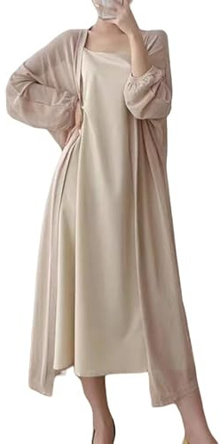 CuLtP Cardigan Donna Elegante Giacca Bolero Lunga da Donna Estiva Leggera Cardigan con Spolverino in Seta di Ghiaccio Trasparente Aperto sul Davanti Casual Vestaglia Camicetta Abiti da Sera Mantella